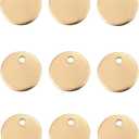DanLingJewelry 100 pcs 304 Stainless Steel Blank Stamping Tag Flat Round Charms Smooth Surface Pendants for Jewelry Making Golden Color 10mm