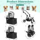 Foldable Double Pet Stroller for 2 Small Medium Cats or Dogs, Lightweight Single and Double Integrated Pet Stroller with Detachable Carriers