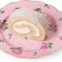 BTaT- Porcelain Floral Plates Set of 8, 8 Inch, Assorted Pastel Colors with Golden Rim, Floral Dessert Plates, Spring Dinnerware, Dishwasher & Freezer Safe, Mothers Day Gift