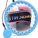 Weighted Hula Circle for Adults Weight Loss, Infinity Fitness Hoop Plus Size 51 Inch with Sweat Belt, Include 27 Detachable Links and Waist Trainer for Women (B-Blue)