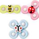 LiKee Strong Suction Cup Fidget Rotating Sensory Bath Toys for Baby Christmas Stocking Stuffers, Airplane Car Travel Table & Window Toys for Toddler Boys and Girls, 10+ Months