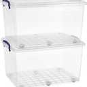 Superio Storage Bins with Lids, Clear Plastic Containers for Organizing, Stackable Totes, BPA Free, Odor Free, Organizer Boxes for Home, and Dorm (2 Pack, 44 Quart) (44 Qt (Wheeled))