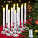 Flameless LED 12 Pack Window Candles with Drip Texture,Removable Candle Holders,24 AAA Batteries,Daily Timer,ON/Off Remote,12 Window Suction Cups,Christmas Home Wedding Decor (Black)