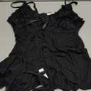 Foxiny Sexy Split Side Floral Lace Trim Full Slip Night Gown Babydoll Lingerie Dress with Thong 2 piece.XL