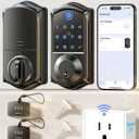 Veise VE017G Wi-Fi Keyless Entry Door Lock with Fingerprint, App Remote Control, Smart Locks for Front Door, Electronic Keypad Deadbolt, Auto Locking, Waterproof, Easy to Install, Matte Black