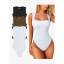 OQQ Women's 3 Piece Bodysuits Sexy Ribbed Strappy Square Neck Sleeveless Tummy Control Tank Tops Bodysuits large