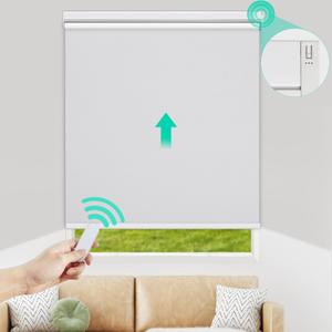 Allesin Motorized Roller Blinds with Remote Control for Windows, Blackout Smart Roller Shade, Battery Powered Electric Smart Blind (White,H72 x W36) (36"W x 72"H)