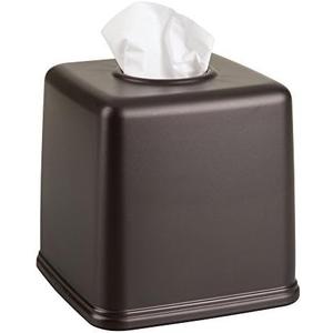mDesign Plastic Square Facial Tissue Box Cover Holder for Bathroom Vanity Countertops, Bedroom Dressers, Night Stands, Desks and Tables - Bronze