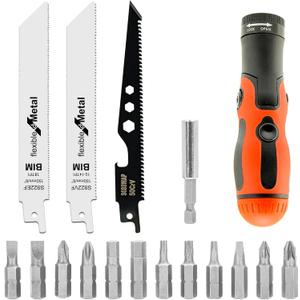 Multi Blades Hand Saw, Small Hand Saw Tool Set for Cutting Wood, Drywall, Plywood, Plastic, Soft Metal for DIY Crafts in Portable Storage Case with Screwdriver Bits