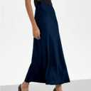 SHENHE Women's Satin Maxi Skirts High Waisted A Line Long Skirts Elegant Office Skirts (M)