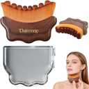 Lymphatic Contour Face Brush - Facial Sculpting & Anti-Puffiness Tool | Ultra Soft Dry Brush for Jawline Massage & Lymphatic Drainage | Ergonomic Design (Brown, 1pc)