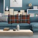 HOSTECCO Winter Plaid Throw Pillow Covers 20x20 inch Set of 2 Fall Orange and Black Pillow Cases Farmhouse Decorative Cushion Covers for Sofa Couch