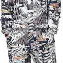 SNBOCON Mens One Piece Ski Suit Snowsuits Colorful Snowboard Jumpsuits Waterproof Hooded Warm Jackets Outdoor Winter (Large, Black), Geometry 