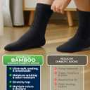 Pembrook Diabetic Socks for Women - 6 Pairs Cable Knit Viscose Bamboo Socks Woman, Non-Binding Top, Moisture-Wicking (Black)