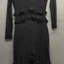 Aisbei Women's Elegant Bodycon Maxi Dress Mock Neck Long Sleeve Ruffle Mesh Party Cocktail Formal Wedding Guest Dresses, Black, XS