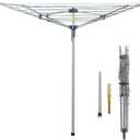 JS HANGER Collapsible 4-arm Rotary Outdoor Umbrella Drying Rack Metal Clothes Dryer Clothesline with 131ft Drying Space