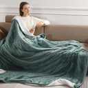 Electric Blanket Twin Heated Blanket 62''X84'', Fast Heating Blanket Soft Flannel & Fluffy Sherpa with 5 Heating Level and 10 Hours Auto-Off, ETL/FCC Certified, Warm Gifts for Loved one, Green