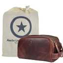 Leather Toiletry Bag for Men | Grooming Travel Kit | With Waterproof Lining | By Aaron Leather (Dark Brown) (EXP 12/25/36)