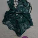 Avidlove Women One Piece Lingerie Lace Bodysuit Deep V Teddy Mini Babydoll (Small, Forest Green)