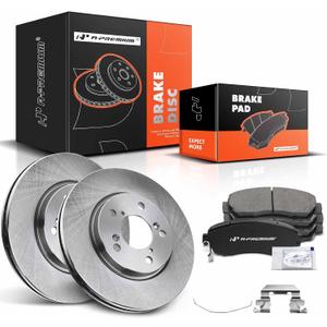 A-Premium 11.66 inch (296mm) Front Vented Disc Brake Rotors + Ceramic Pads Kit Compatible with Select Honda Models - Odyssey 2005 2006 2007 2008 2009 2010, 6-PC Set