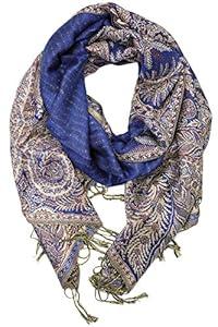 Achillea Big Paisley Pashmina Shawl Wrap for Women  Elegant Scarf for Weddings, Evening Dresses, Festivals & Daily Wear (80" X 28', Royal Blue)