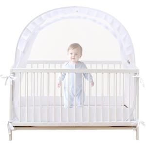 Lazyzzzz Crib Tent - Pop Up Crib Canopy with Double Zipper Self-Locked,1200 Holes/Inch Mesh Crib Net to Keep from Climbing Out, Portable Easy Install Mosquito Net 55" L x 27" W x 51" H White