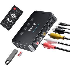 Bluetooth 5.0 Adapter, Transmitter and Receiver for Home Stereo Hi-Fi Audio With 3.5mm, RCA, Coaxial, Optical, NFC, Aptx-LL - For Home, Car, AV Receiver or Amplifier (M6)