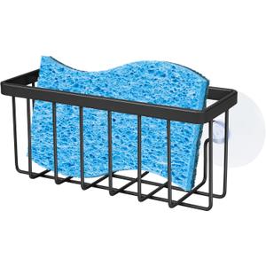 Sponge Holder for Kitchen Sink Suction,Kitchen Sink Sponge Holder,Sink Caddy, Soap Holder,Bathroom,Scrubbers (Black)