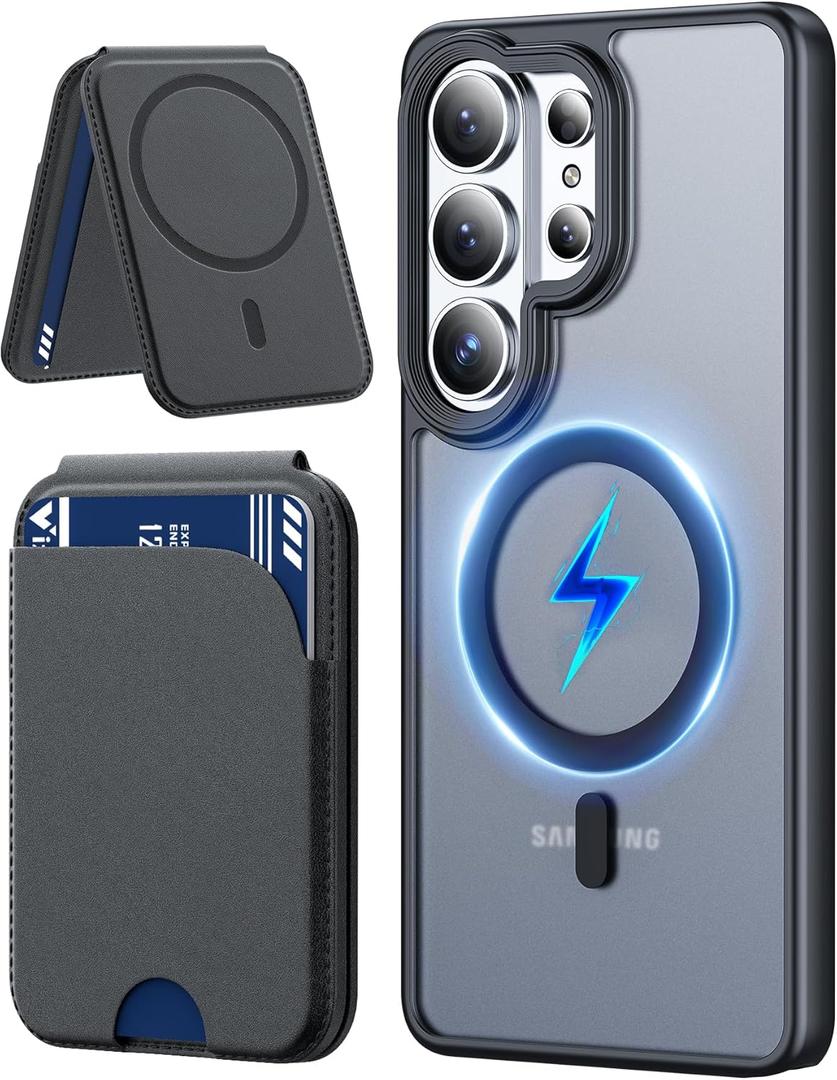 Vizvera for Galaxy S26 Ultra Case with Magnetic, [MagSafe Wallet RFID Blocking Card Holder][PU Leather] Full Body Matter Shockproof Silicone Phone Case for Galaxy S26 Ultra 6.9" 2026,
