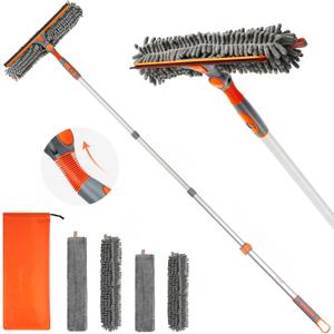Eazer 65'' Squeegee Window Cleaner 2 in 1 Rotatable Window Cleaning Tool Kit with Telescopic Pole, Window Washing Equipment with Bendable Head for Indoor/Outdoor Window and Car Glass - EAW01 Pro