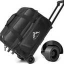 Double Roller 2 Ball Bowling Bag with Separate Shoe Compartment for Bowling Shoes (Up To US Mens Size 15) and Oversized Accessory Pocket, Retractable Handle - Extends to 40" (Black)