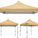 8x8 Canopy Replacement Top Cover for Straight Leg Frame with Center Support Pole, Waterproof UV Resistant Pop Up Canopy Tent Top with Air Vent, Top Only (Beige)