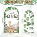 Boao 2 Pack Green Wild One Arch Backdrop Cover 7.2FT 6FT Wild One 1st Birthday Party Decorations Spandex Stretchy Backdrop Jungle Theme Safari Party Decorations