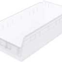 Akro-Mils 30088 Plastic Nesting ShelfMax Storage Bin Box, (18-Inch x 8-Inch x 6-Inch), Clear, (8-Pack)