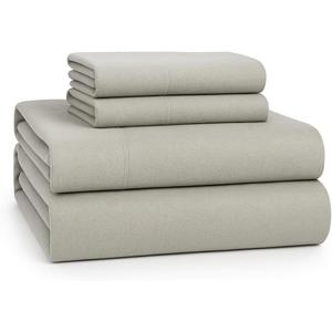 LANE LINEN 100% Cotton Queen Flannel Sheet Set - Brushed for Extra Softness - Lightweight & Durable Cotton Flannel Queen Sheet Set - Warm & Cozy Cotton Bed Sheets Queen Size, 15" Deep Pocket - Silver