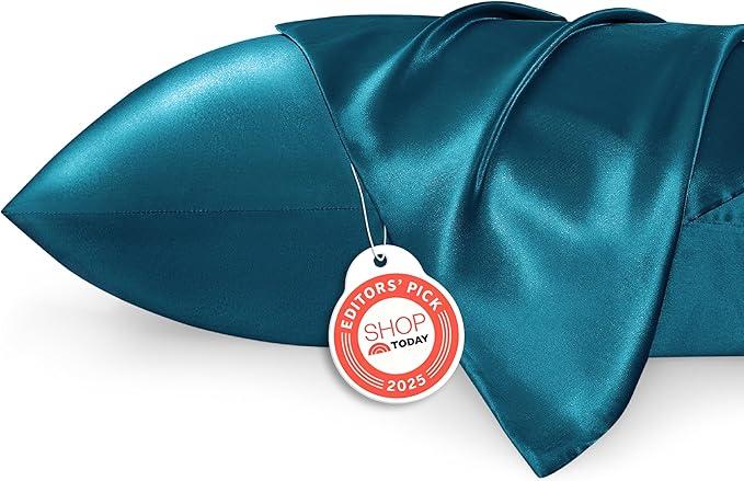 Bedsure King Size Satin Pillowcase Set of 2 - Teal Silky Pillow Cases for Hair and Skin with Envelope Closure, Similar to Silk Pillow Cases, Gifts for Women Men, 20x36 Inches, 2pcs