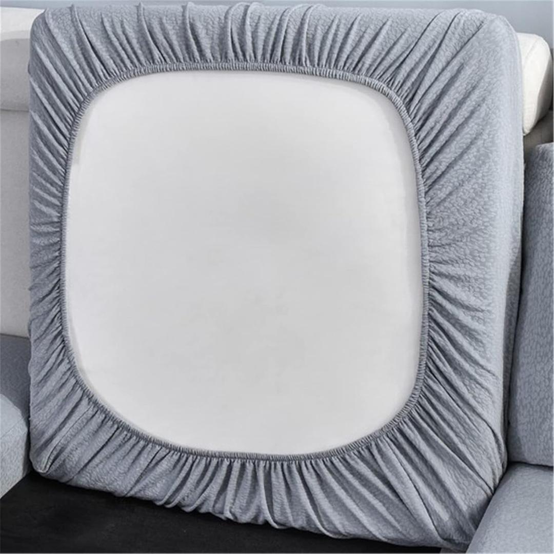 Stretch Water-Repellent Sofa Seat Cushion Covers High Stretch Fabric Couch Seat Slipcover Waterproof Sofa Cushion Cover (Light Grey,Large 1-Seater)