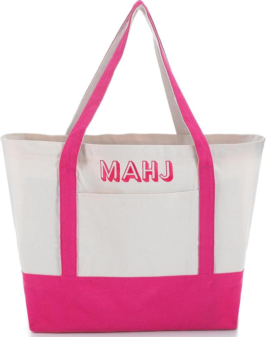 Extra Large American Mahjong Empty Bag 25.2 x 14.17 x 9.06 Inches Mahjong Tile Bag for Game Players Mah Jong Lover Gifts(Pink)