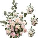 Ling's moment 17.5" Tall Standing Artificial Flowers Arrangements 4 pcs Wedding Aisle Runner Chair Decorations Blush & Pink Centerpieces for Ceremony Reception Rose Floral Party Outdoor (Pk-growing Blush)