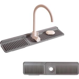 24" Silicone Sink Splash Guard - Kitchen Sink Accessories with Drip Tray, Sponge Holder & Soap Dish, 6 Slope Design for Easy Drainage, Foldable & Fasten Button for Secure Fit, Grey (24" x 5.5", Gray) 24" Silicone Sink Splash Guard - Kitchen Sink Accessories with Drip Tray, Sponge Holder & Soap Dish, 6 Slope Design for Easy Drainage, Foldable & Fasten Button for Secure Fit, Grey (24" x 5.5", Gray)