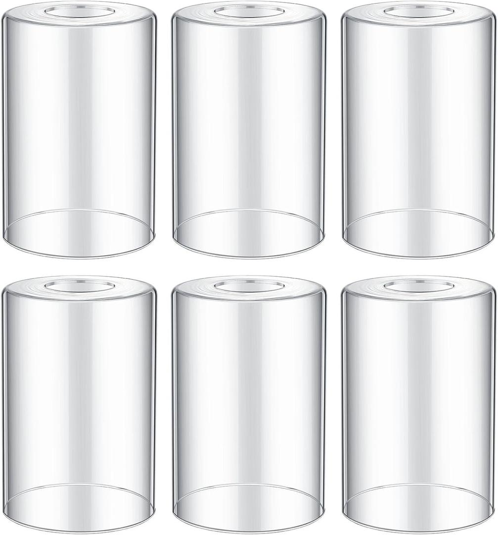 Teenyyou 6 Pcs Clear Glossy Glass Shade Replacements for Pendant Light Fixtures Glass Lamp Shade Cover, 1-5/8 Inch Fitter E26 Base, 4"w x 6"h, Replacement Lamp Globe for Chandelier Wall Sconce