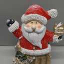 Smadeer Santa Claus Statue with LED Lights for Christmas Decorations, Winter Holiday Decor for Shelf Bookshelf Fireplace Mantle Indoor Home, Christmas New Year Xmas Figurine