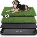 ondware Dog Grass Pad with Tray, 30 x 20 in, 2 Replacement Pads Included | 3-layer leak-proof design, fast drainage, reusable fake grass, indoor potty training for apartments, patio, RV
