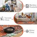 Moynesa Tiger 5x7 Area Rug, Boho Washable Living Room Rug, Non Slip Rugs for Bedroom, Ultra Thin Vintage Soft Stain Resistant Throw Floor Carpet for Office Dining Room, Rust