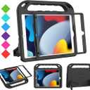 BMOUO Kids Case for iPad 9th/8th/7th Generation (iPad 10.2 Inch, 2021/2020/2019) with Built-in Screen Protector, Durable Shockproof Handle Stand iPad 9th 8th 7th Generation Case for Kids, Black