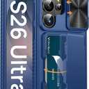 Vihibii for Samsung Galaxy S26 Ultra Case with Card Holder (4 Cards) [RFID Blocking] & Slide Camera Cover, Military Grade Drop Protection, Wallet Phone Cover for Samsung Galaxy S26 Ultra 6.9" 5G, Blue