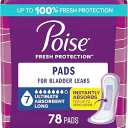 Poise Incontinence & Postpartum Pads for Bladder Leaks, 7 Drop Ultra Absorbency, Long Length, 78 Count, Packaging May Vary