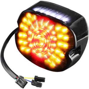 Tail Light LED Brake Turn Signal Rear Light Low Profile Taillights Compatible with Dyna Sportster 883 1200 Road King (Red-Amber)