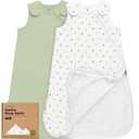 2-Pack Organic Baby Sleep Sacks, 100% Cotton - Soft & Breathable 0.5TOG Baby Wearable Blanket, Toddler Sleeping Sack 0-6 months, Easy to Wear Transitional Swaddles for Newborns, Infants(Roarsome, S)