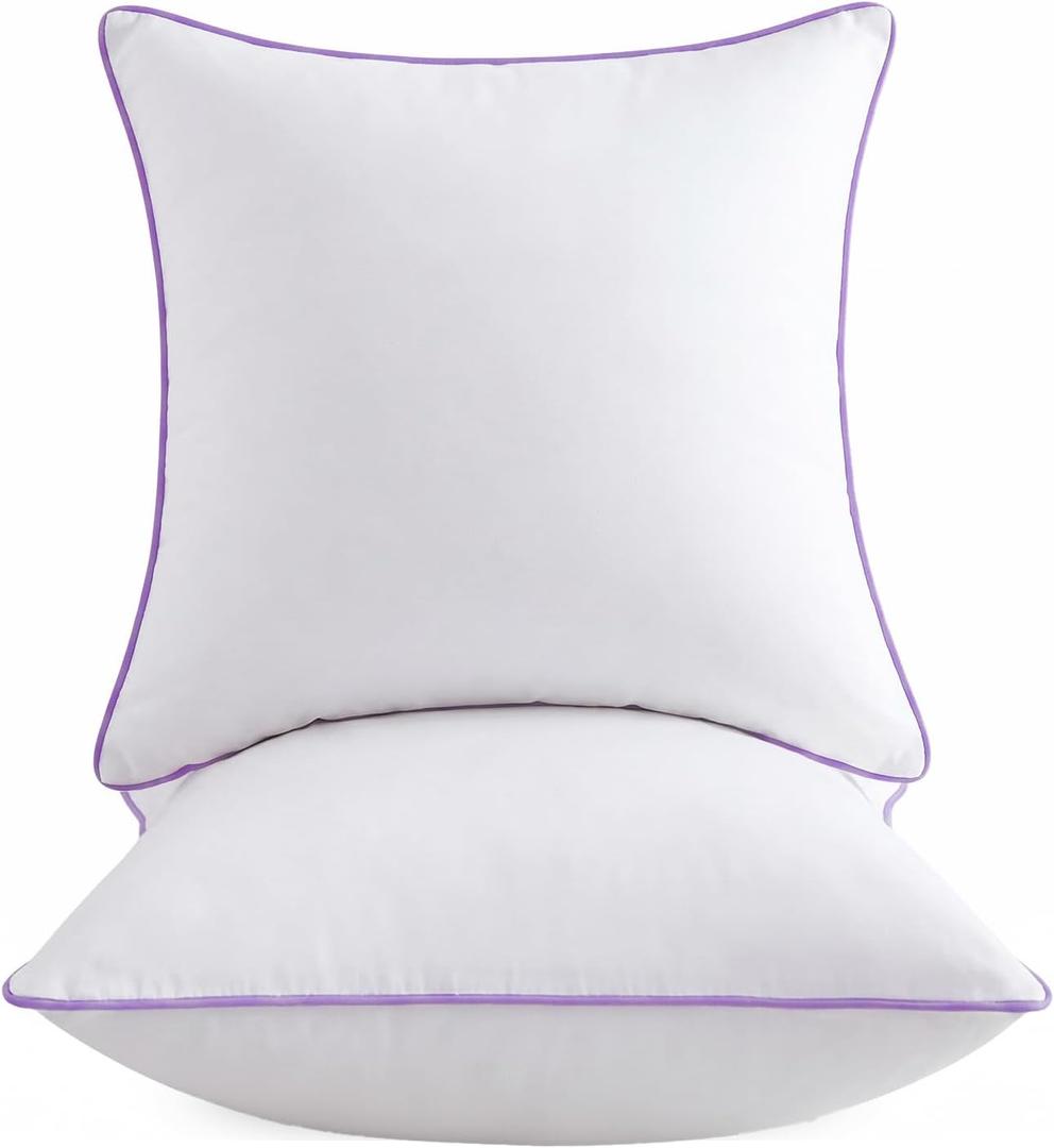 20x20 Pillow Inserts Set of 2  Hypoallergenic Square Pillow Inserts, Oeko-TEX Certified Virgin Fiber Filling, Machine Washable (Purple)